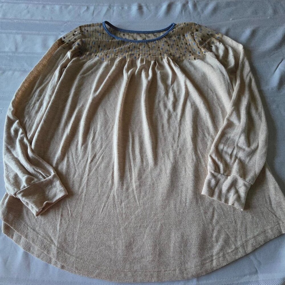 Size Small Korl America Long Sleeve Pleated Knit Pullover Smocktop